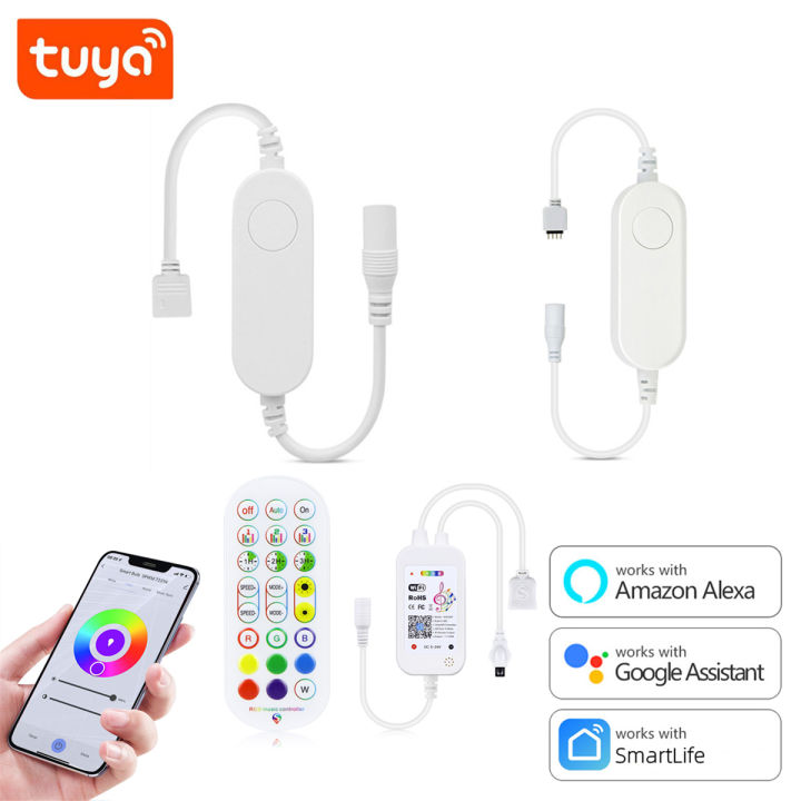 Tuya Smart LED Controller Wifi RGB/Single Color Light Strip Controler Wireless Remote for 12V 24V Led Ribbon Neon Light Tape lightify