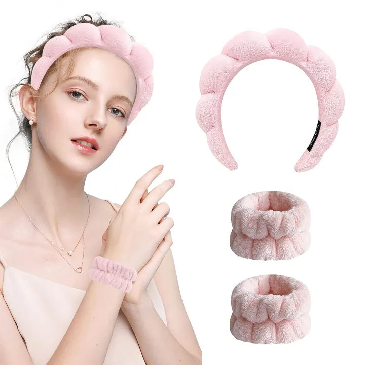 3Pcs%20Fashion%20Microfiber%20Washing%20Wristbands%20Scrunchies%20Puffy%20Headband%20Spa%20Bubble%20Headband%20for%20Washing%20Face%20Makeup%20Shower%20Skincare%20-%20Image%202