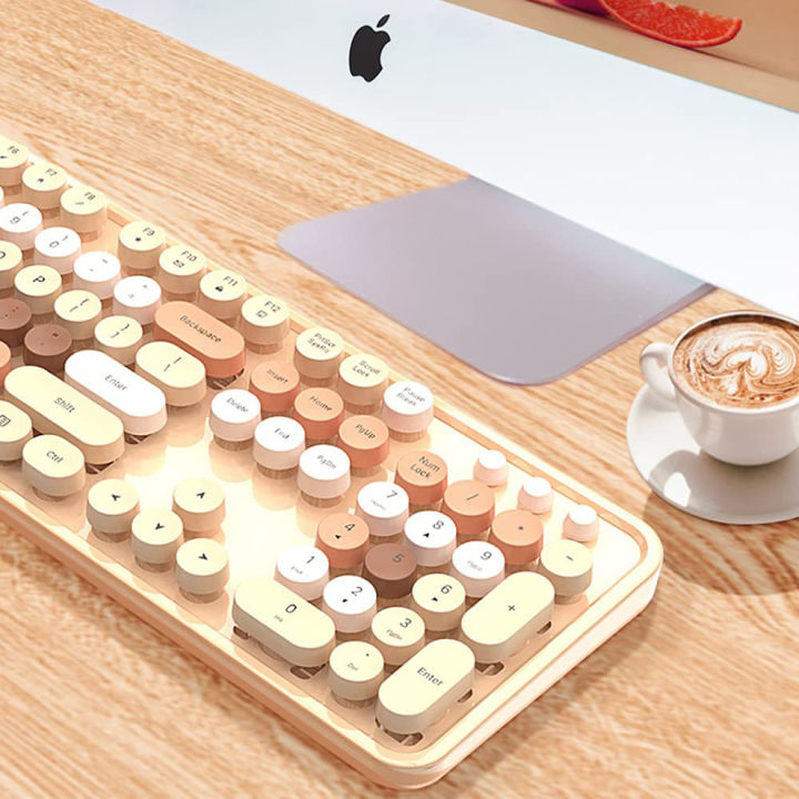MOFII Wireless Keyboard and Mouse Colorful Keyboard with Round Keycaps