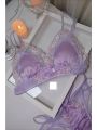 MOYISU Luxury Chinese Style Pure Desire Girl Bra Thin Triangle Cup Purple Embroidery Light Luxury Silk Lace Underwear Set.
