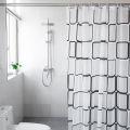 Premium Geometric Shower Curtain - Black White PEVA Waterproof Bathroom Decor with Heavy Duty Hooks. 