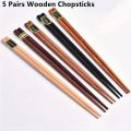 5 Pairs Reusable Chinese Wooden Chopsticks Natural Wooden Chopsticks Tableware Pizza noodle tools 5 colorsr Chinese Bag. 