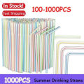 100-1000PC Fluorescent Plastic Bendable Drinking Straws Disposable Beverage Straws Wedding Decor Kitchen Beverage Party Supplies. 