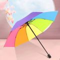 1pc - Rainbow Wonder - Portable Three- fold Umbrella with Short Handle,  Foldable Design for Effortless Style and Protection. 
