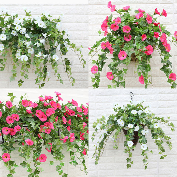 Artificial Vines Morning Glory Hanging Plants Fake Green Plant Home