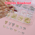 96/50Pcs 3D Bowknot/Ribbon Metal Nail Art Charms Sliver/Gold Alloy Bows Nails Rhinestones Decor Luxury DIY Manicure Accessories.