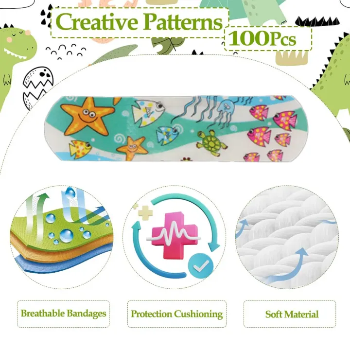 100Pcs%20Kids%20Bandages%20Bulk%20Kids%20Cute%20Cartoon%20Bandages%20Flexible%20Adhesive%20Strips%20Medical%20Waterproof%20Breathable%20for%20Children%20-%20Image%203