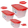 Multipurpose Rectangular Plastic Storage Box with Lid Stackable, BPA-Free, Large/Medium/Small Sizes. 