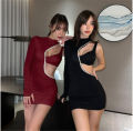 Sexy maxi mini dresses Korean-style fashion women one-shoulder hollow out European and American hot girl. 