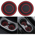 2Pcs 7cm/2.75inch Car Center Console Anti Slip Pad Easy Clean Dustproof Coaster Pvc Double Circle Honeycomb Pattern Car Interior. 