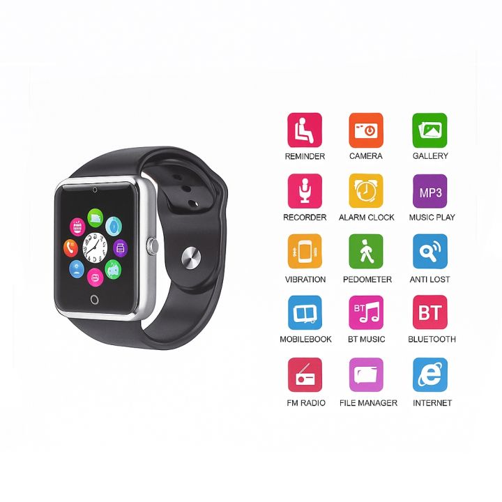 Mobile Smart Watch SW 001 With Touch Screen-Sim Card Slot-Memory-Camera- Bluetooth