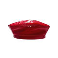 Lady mirror PU leather painter caps casual hat fashion French Artist painter glossy leather Beret Cap.