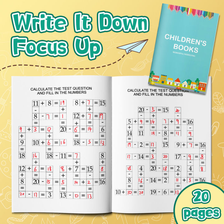 Math Puzzle Workbook Set: Addition & Subtraction Practice, Equation ...