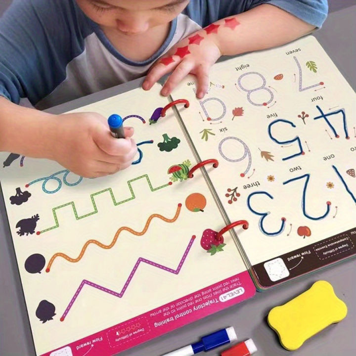 Tiddler Writing Toddler Pen Control Training Workbook Baby Magical Tracing Practice ...