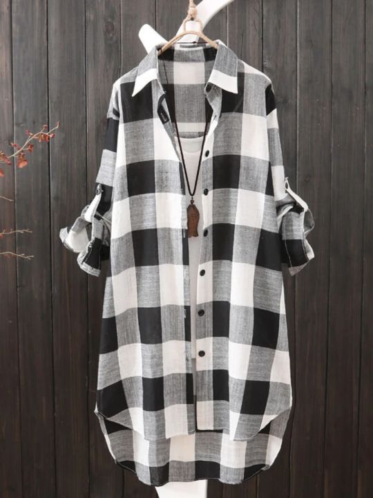 Women's%20Plaid%20Cotton%20Shirt%20Chic%20Women%20Blouse%20Elegant%20and%20Youth%20Women%20Blouses%20New%20in%20External%20Clothes%20Korean%20Style%20Female%20Clothes%20-%20Image%204