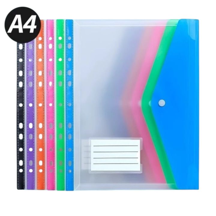 6pcs%20Plastic%20Envelope%20With%20Adhesive%20Snaps%20&%2011%20Holes%20File%20Folder%20Expansion%20Bag%20For%202/3/4%20Ring%20File%20Bag%20A4%20File%20Bag%20School%20Office%20-%20Image%202