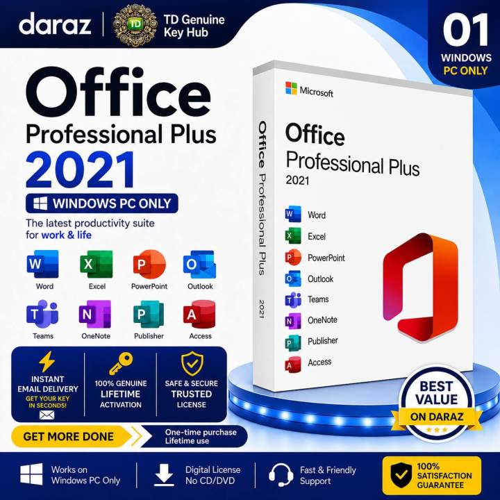 Office 2021 Pro Plus License Genuine key in email with activation Lifetime