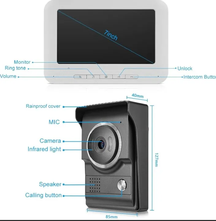 7%20inch%20Video%20Door%20phone%20Video%20Doorbell%20Indoor%20Monitor%20IR-CUT%20Outdoor%20Camera%20Visual%20Intercom%20Two-way%20Audio%20Remote%20Unlock%20Video%20Door%20Phone%20-%20Image%207