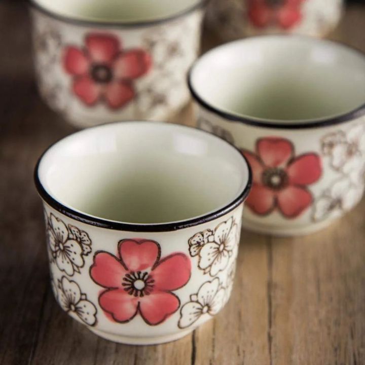 Teapot%20+%206%20Cup%20Set%20Dorm%20Office%20Tea%20Set%20Small%20Pink%20Flowers%20Painted%20-%20Image%205