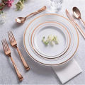 10PCS Premium Plastic Heavy-Duty Disposable Gold Trim Plates 10.25" Dinner Party Plates and Disposable 7.5" Salad Plates. 