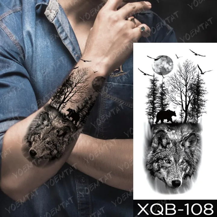 5PCS%20Waterproof%20Temporary%20Tattoo%20Sticker%20Praying%20Cross%20Lion%20Tiger%20Wolf%20Cross%20Wild%20Animal%20Women%20Men%20Arm%20Fake%20Sleeve%20Tattoos%20-%20Image%203