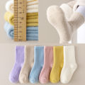 4 pairs of children's socks for autumn and winter, baby's fleece socks for warmth, thickening, boys' and girls' looped socks wit. 