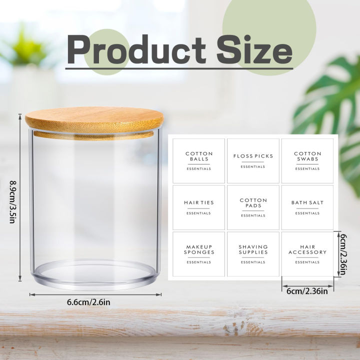 4Pcs/6Pcs%20Cotton%20Pad%20Holder%20Bathroom%20Container%2010%20oz%20Cotton%20Ball%20Swabs%20Dispenser,%20Clear%20Plastic%20Apothecary%20Jar%20Organizer%20-%20Image%206