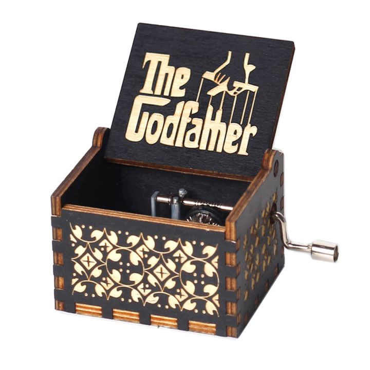 The Godfather Music Box Hand Crank Musical Box Carved Wooden Play The Theme Song of The Godfather Home Decor Christmas Gifts