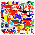50 PCS National Flags Travel Stickers Toys Countries Map PVC Stickers for Children DIY Suitcase Laptop Car Skateboard Sticker. 