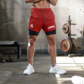 CRONOS Men's 2-in-1 Running Quick Drying Sport Shorts with Built-in Pockets for Fitness Gym Bodybuilding Workout.