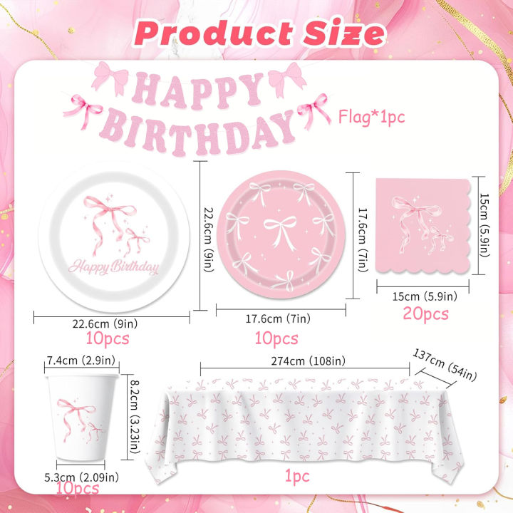 Pink%20Bow%20Birthday%20Decorations%20-%20Includes%20Bow%20Plates,Napkins,Cups,Banner,Hanging%20Swirls%20for%20Coquette%20Birthday%20Decorations%20-%20Image%202