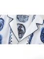 KONDALA Vintage Casual Print Women Suit Single Breasted V Neck Shirts+Loose Wide Leg Long Pants Fashion 2024 Autumn Women Sets.