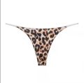 Leopard print women's thongs, zebra print python print low-rise bikini panties. 