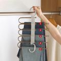 Almari Cloth Hanger | 5-Layer Non-Slip Hanger – Space-Saving Closet Organizer for Trousers, Skirts & Scarves. 