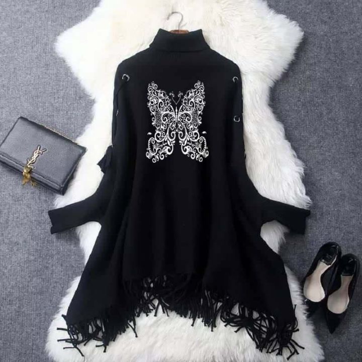 Women's%20Ayelet%20Printed%20Batwing%20Poncho.%20%20Fabric%20Two%20Fleece%20Best%20For%20Winters%20%20Standard%20Free%20Size.%20Chest%2035%20Length%2030%20%20-%20-%20Image%205