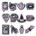 Gothic Witchy Hole Shoe Charms PVC Clog Buckles, Skull Bat Tarot Crystal Witch Hat DIY Sandal Halloween Decor Accessories. 