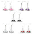 Aesthetic Cubic Zircon Heart Silver Saturn Planet Earrings Plated Saturn Earring Nana Cosplay Jewelry for Saturn Enthusiasts. 