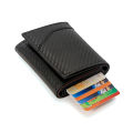 Men's Black Synthetic Leather Summer Wallet with Carbon Fiber Style and RFID Blocking Money Clip. 
