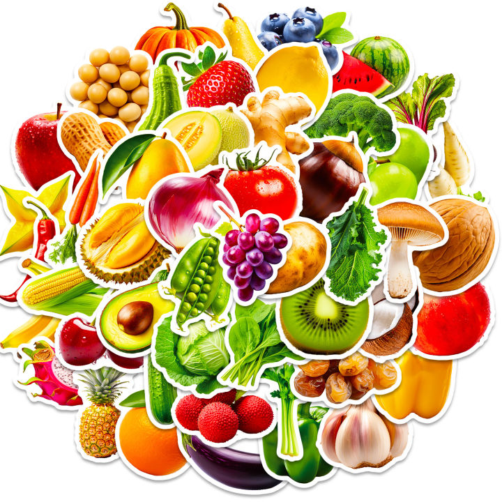 50PCS%20Vivid%20Fruit%20&%20Vegetables(Grape%20Cherry%20Carrot%20Broccoli)%20Stickers%20Pack%20,Waterproof%20Vinyl%20Stickers%20for%20Laptop%20phone%20-%20Image%205