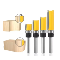 4pcs,1/4-Inch Shank Bearing Guided Pattern Router Bit - Woodworking Edge Trimming Tool with Double-Edged Straight Cutter. 