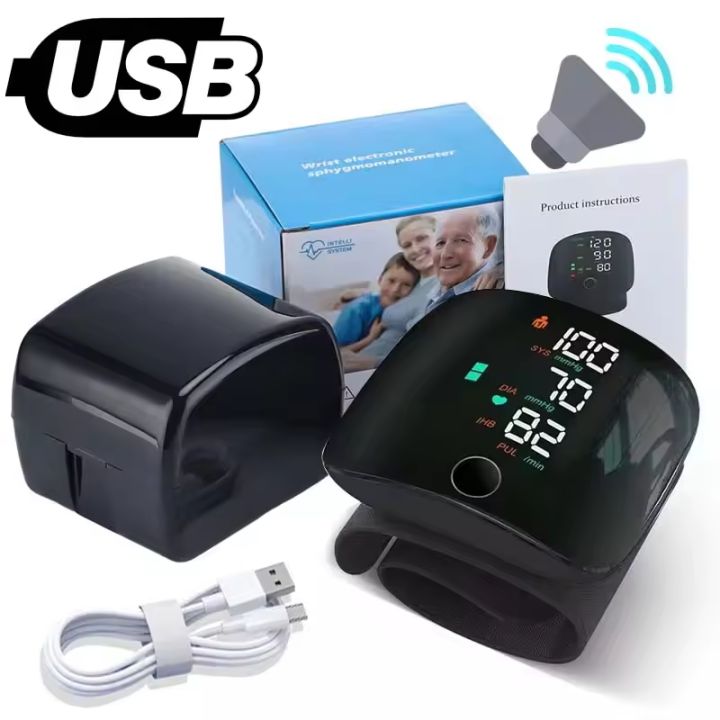 Portable Digital Wrist Blood Pressure Monitor Sphygmomanometer USB Tonometer Tensiometer Heart Rate Meter BP Monitor