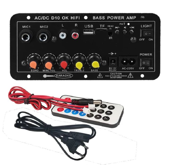 Customizable HI-FI Subwoofer Power Amp 12V/24V/220V High Bass USB Remote Control Bluetooths D10 Amplifier Board Display Mic BT