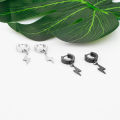 1pair Stylish Stainless Steel Lightning Pendant Piercing Hoop Earrings Ear Clip for Men Women Bold and Eye-Catching Statement. 