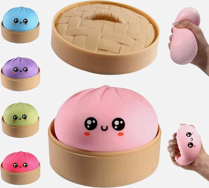Dumpling Squishy , Cute Squishy Dumpling Stress Ball Fidget Sensory Toy for Adults Anxiety Relief, Novelty Squeeze Ball for Office Desk