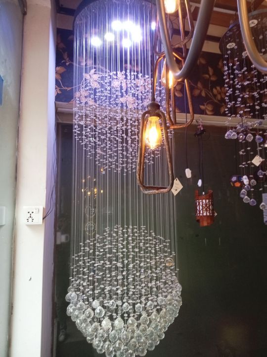 Chandelier For double Height Crystal 2×2 plait Size 7.5 feet height RGB Led