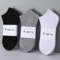 8 Pairs Women/Men Boat Socks Invisible Low Cut Silicone Non-slip Summer No-show Ankle Socks Solid Color Casual Breathable. 