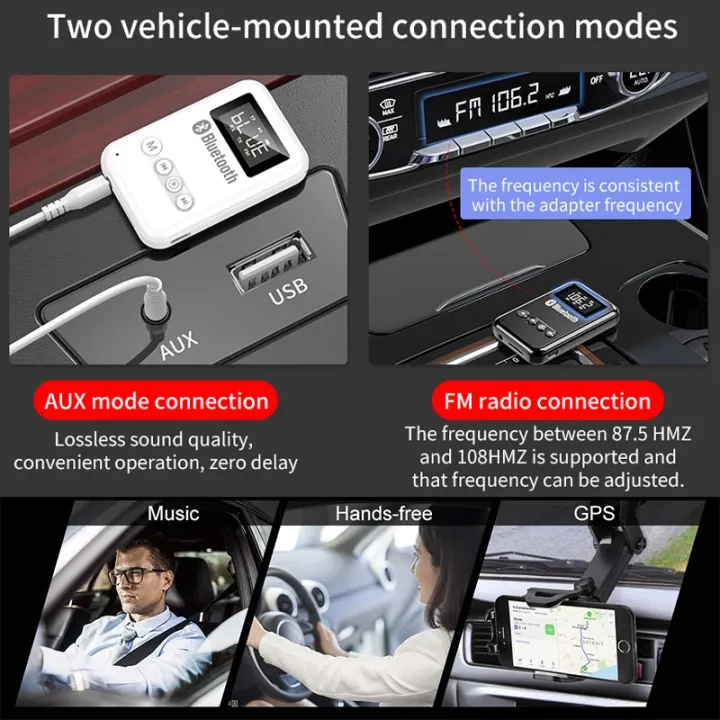 Bluetooth%205.0%20Receiver%20Transmitter%20LCD%20Wireless%20Adapter%203.5MM%20Jack%20AUX%20FM%20Car%20Kit%20Handsfree%20Call%20&%20Mic%20For%20PC%20TV%20Car%20kit%20Speaker%20-%20Image%205