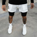 Summer printing Breathable 2 In 1 Shorts Men gyms Fitness Running Shorts Quick Dry Male Shorts mesh Bodybuilding Short Pants.