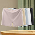 Womens Nylon Ice Silk Seamless Boyshort Underwear Anti-See-Through Breathable Non-Curling Safety Pants.