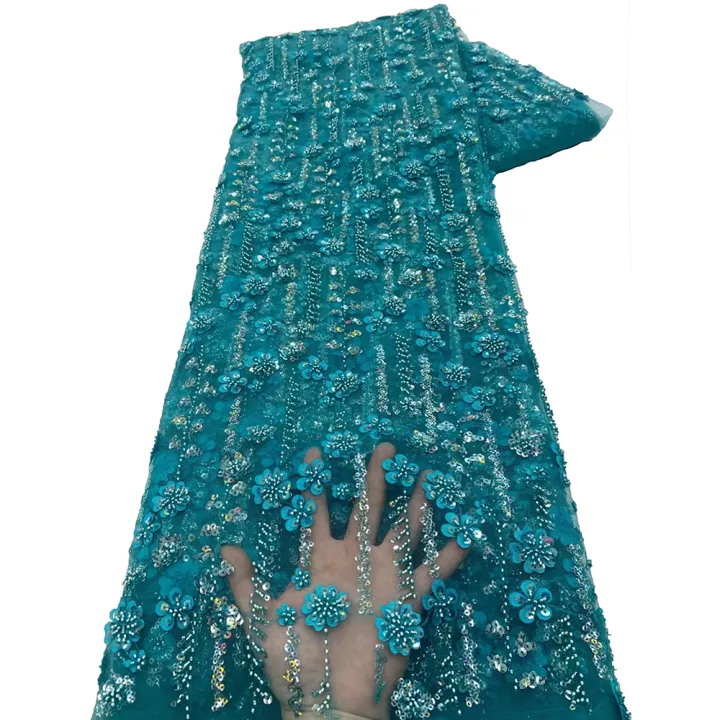 2026%20Net%20Lace%20Fabrics%20With%20Sequins%20For%20Evening%20Dresses%20Latest%20French%20Beaded%20Tulle%20Lace%20Fabric%20High%20Quality%20African%20-%20Image%204